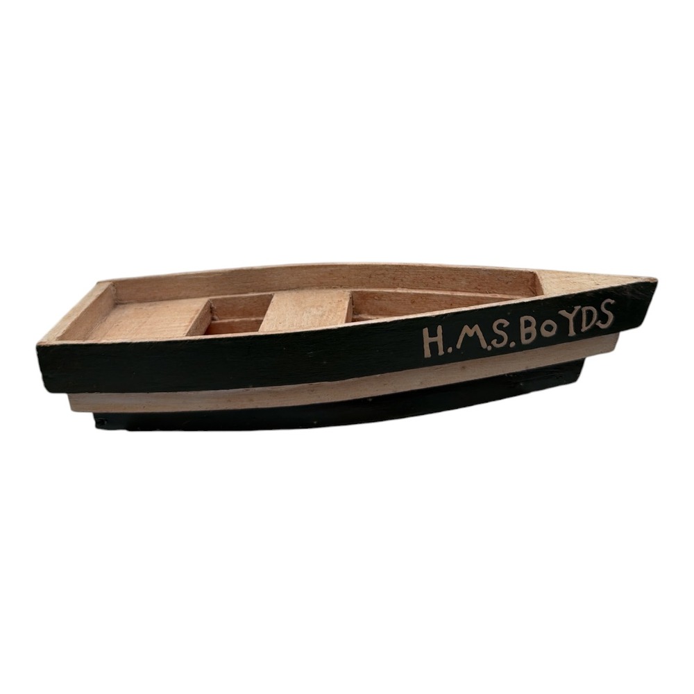 Boyds Bear Handmade Painted H.M.S. Boyds Miniature 7" Collectible Wood Boat